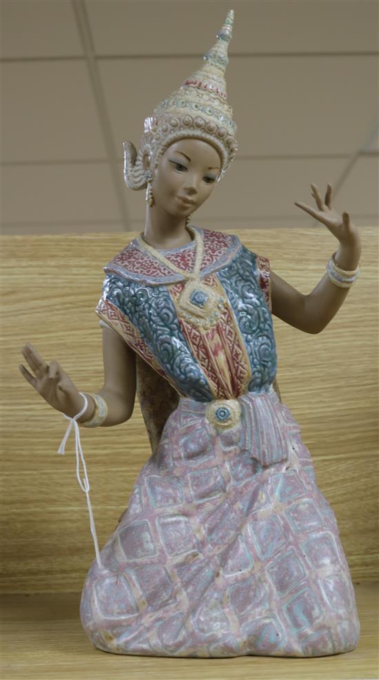 A large Lladro figure of a Siamese dancer, 17in.